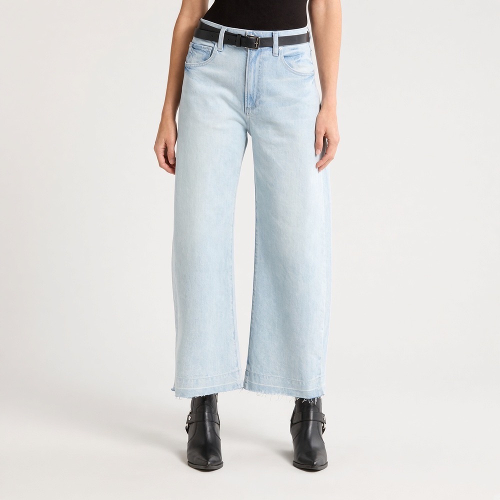 PAIGE Arellia Ankle Fernanda Light Wash Wide Leg Jeans 27 Barrel High Rise